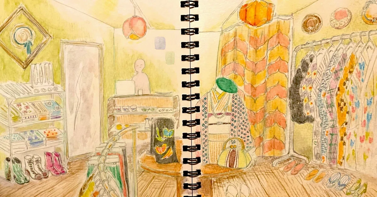 物件の契約前に、大家さんに説明するために、太田さんが描いた店内のデザイン画。デザイン設計から、外装・内装のDIYをほぼ太田さんが手がけた