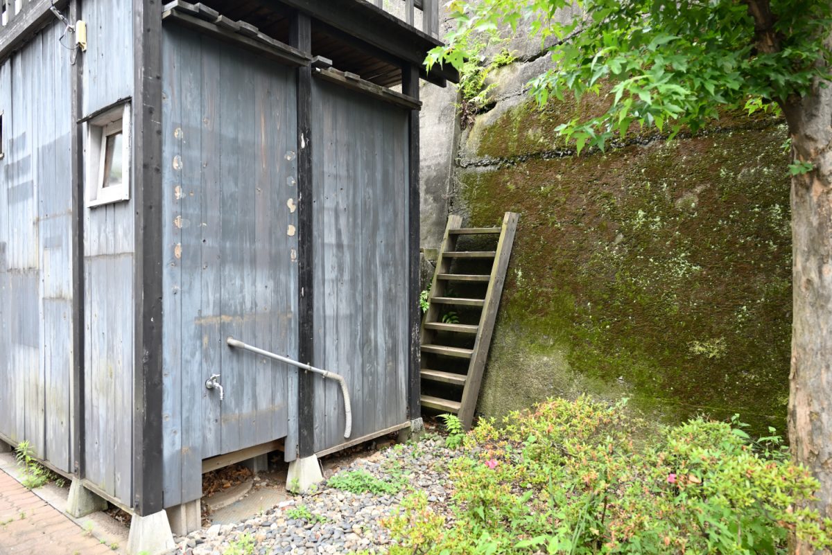 物件の脇は小さな緑地。木々と植栽が並んでいる
