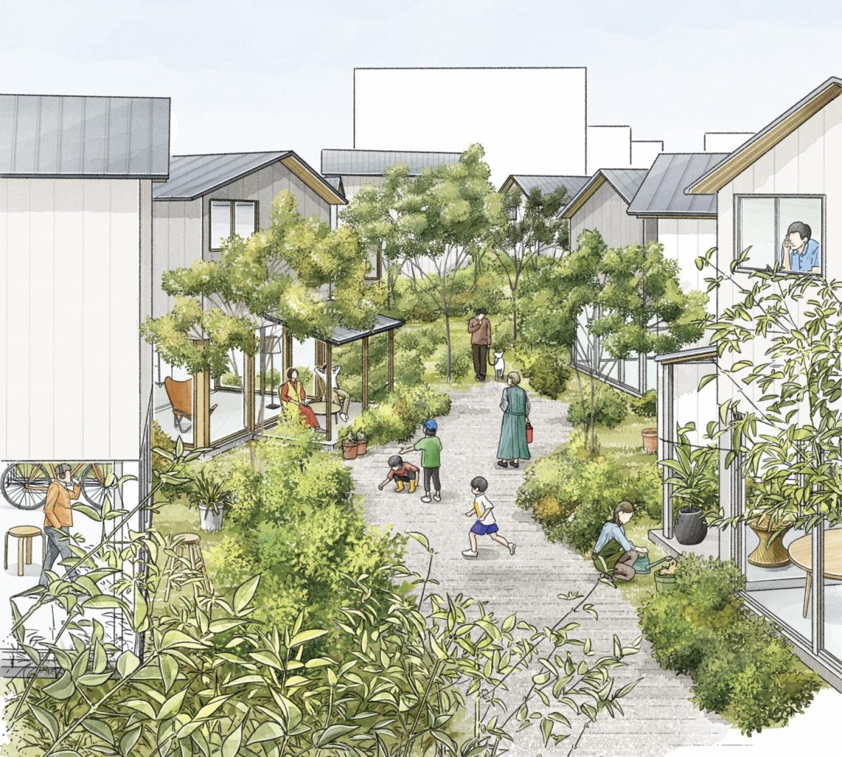 コーポラティブビレッジのイメージイラスト。これからどうなっていくのか楽しみ